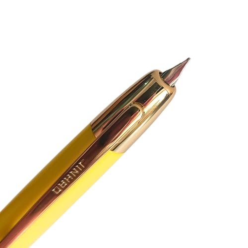 Image of GOLD LEAF Jinhao 20 Press Retractable Fountain Pen - Fine Nib with Converter - Plastic Body & Metal Clip - Multiple Colors - Smooth Writing Pen (No Ink Included) (Lemon Yellow (Gold Clip))
