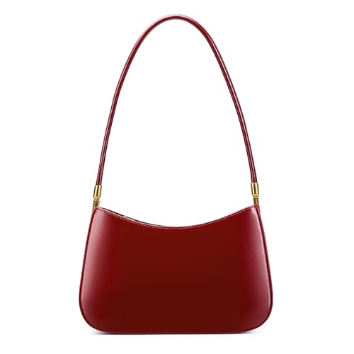 Image of MFFOR Genuine Leather Purses for Women, Shoulder Bag, Clutch Handbags | 9.8*2.3*6.2inch, Crescent bag, Underarm purse, Zipper closure, Solid color