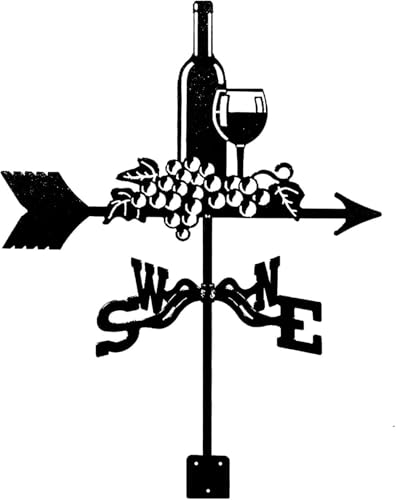 Wetterhahn für Garten dekorative Wetterfahne Bauernhaus-Dachmontage Stange Trauben-Wein-Motiv Edelstahl Richtungsanzeiger Wetterfahne aus Metall für den Außenbereich zur Gartendekoration Wetterhahn für Garten dekorative Wetterfahne Bauernhaus-Dachmontage Stange Trauben-Wein-Motiv Edelstahl Richtungsanzeiger Wetterfahne aus Metall für den Außenbereich zur Gartendekoration