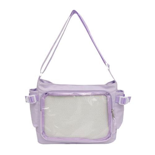 Practical Pvc Bag Displaying Pins Shoulder Crossbody Student Purse With Adjustable Strap For Various