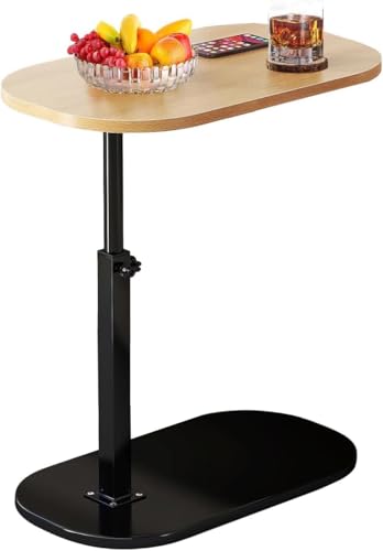 サイドテーブル 昇降式 無段階高さ調節可 可動式テーブル 360度自由回転 ソファーテーブル耐水 高温に強い 安定 耐荷重がいい 耐久性 小型 ベッドサイドテーブル 省スペース おしゃれ 組立簡単 寝室用 介護用 安定性 原木色