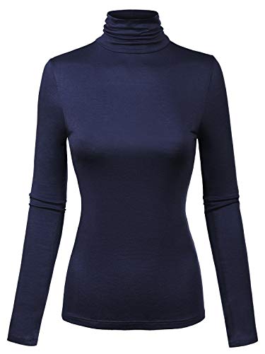 Image of MixMatchy Women's Slim Lightweight Long Sleeve Pullover Turtleneck Mock Shirts Base Layer Undershirts Active Tops
