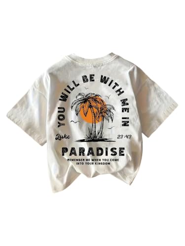 Image of RoseSeek Women's Graphic Letter Tee Crew Neck Trendy Summer Vintage T Shirt