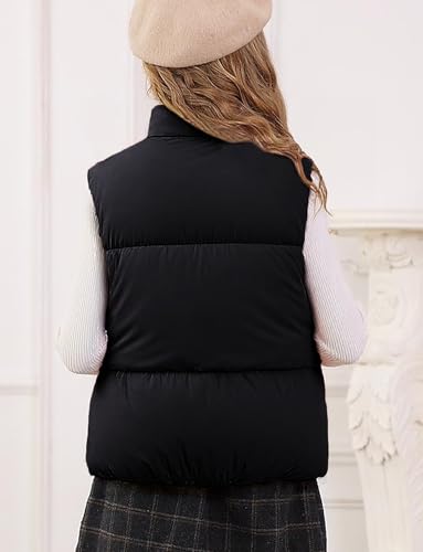 Happy Cherry Girls Winter Zipper Puffer Vest Kids Lightweight Stand Up Collar Warm Sleeveless Jacket with Pockets2