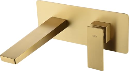 MICE - Grifo monomando empotrado para lavabo hecho de latón - Griferia Empotrada para baño - Apto para agua fria y caliente Oro Cepillado GLP048/OC