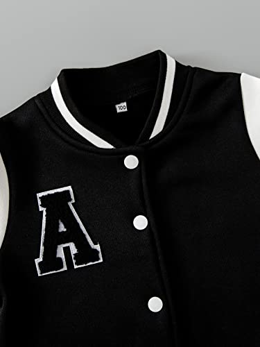 WDIRARA Boy's Letter Print Striped Zipper Front Long Sleeve Bomber Jacket Outerwear Outerwear3