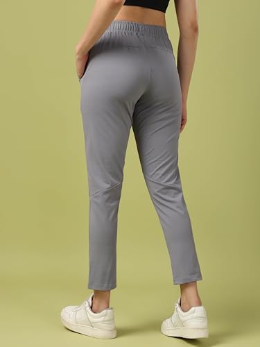 Image of TECHNOSPORT Women's Regular Fit Mid Rise Solid Track Pant with Antimicrobial, Stretchable for Gym, Workout & Sports and Regular Use