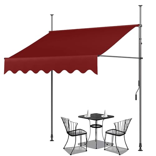 Outdoor Drop Shade Awning 2x1.2m 2.5x1.2m 3x1.2m Retractable Arm Canopy with Manual Crank No Drill Easy Installation for Patios & Balconies