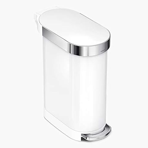 simplehuman CW2069 cubo estrecho con pedal, acero blanco, 45 L Cover