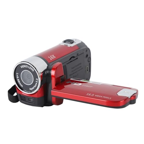 Yunir Videocamera Registratore per Fotocamera Digitale Full HD 4K 30FPS 48MP 2,7 Pollici 16X Zoom per, con Cavo USB (rosso)
