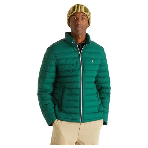 Nautica Men's Reversible Quilted Puffer Jacket –Midweight Mechanical Stretch Winter Coat, Tidal Green, XX-Large