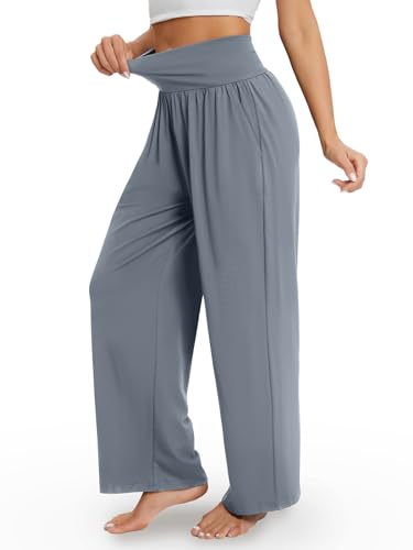 Image of Gracyoga Wide Leg Yoga Pants for Women Casual Loose Cozy Sweatpants High Waisted Lounge Pajama Flowy Pants With Pockets