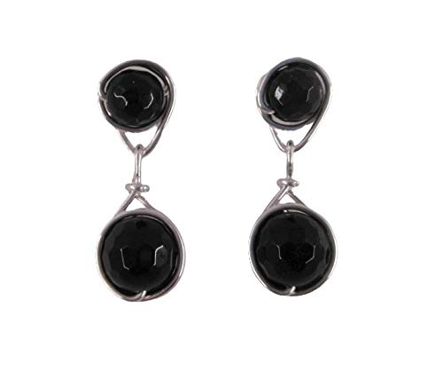 Ohrringe Pair Schwarzer Turmalin Schörl (Hochwertig versilbert)