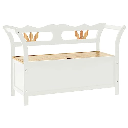vidaXL Banc, Siège avec Rangement, Banquette avec Dossier et Accoudoirs, Fauteuil de Couloir Entrée, Moderne, Blanc Bois de Sapin Massif