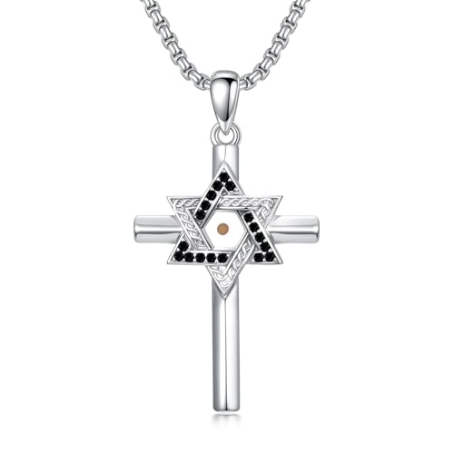 Chaîne en argent sterling 925 anti-ternissement avec pendentif croix pour peau sensible
