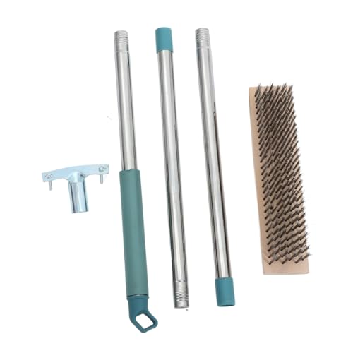HOLIDYOYO 138cm Long Handle Stainless Steel Wire Brush Heavy Duty Floor Brush for Deck Cleaning Concrete Scrubber Broom with Stiff Bristles