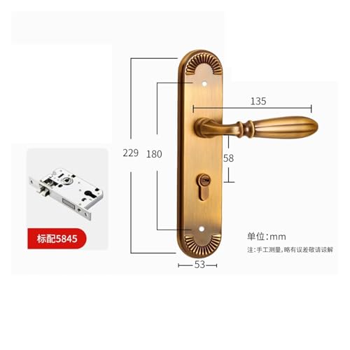 Serrure de porte intérieure en bronze jaune avec mécanisme robuste - 3