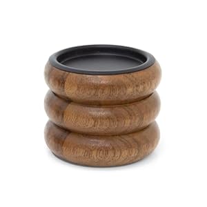 Wooden Pillar Candle Holder | Rustic Ribbed Walnut Holder for Pillar Candles | Decorative Candlestick for Tables, Mantels & Shelves – 8cm