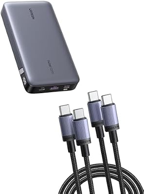 UGREEN Nexode 145W Batterie Externe 25000mAh Power Bank 140W avec UGREEN Lot de 2 Câble USB C vers USB C PD 3.1 5A 48V 240W 2M