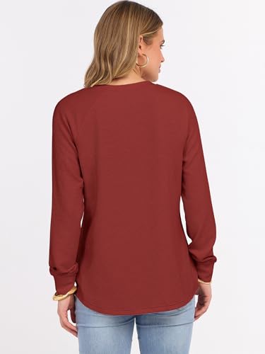 Image of ANRABESS Women's Waffle Knit Henley Top Long Sleeve Shirts