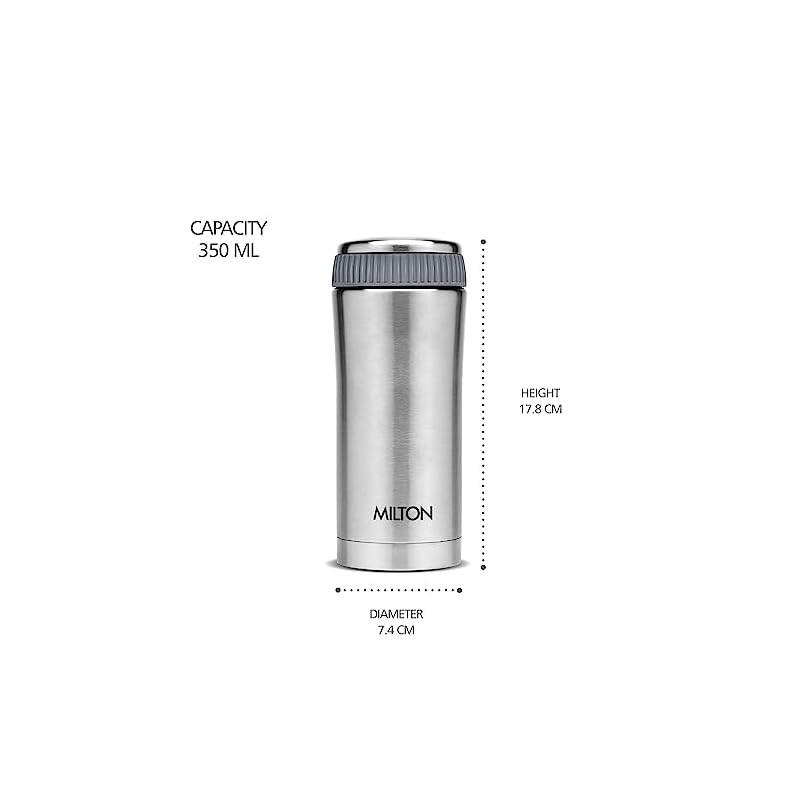 Milton Optima 350 Thermosteel Hot and Cold Flask, 350 ml, Silver | Vacuum Insulated | Rust Proof | Leak Proof | Tea | Coffee | Juice - Image 4