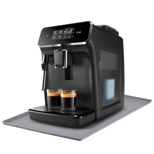 Javonix Unterlage für Kaffeemaschine und Kaffeevollautomat – Wasserdicht Anti-Rutsch Silikonmatte, Kompatibel Mit De Longhi Magnifica, Philips Lattego, Siemens EQ.6 Plus Serie usw, 48X30cm Grau