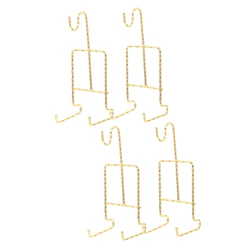 WOONEKY 2sets Metal Plate Holder Dish Display Stands Cup Holder Table Mount Plate Display Rack 2pcs*2