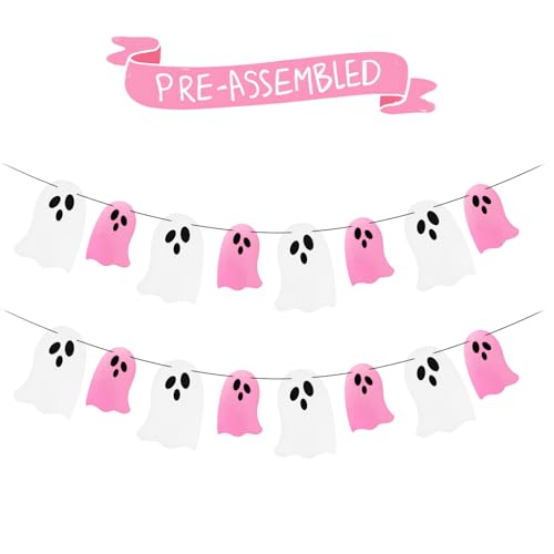 Pink Halloween Decor Decorations, Set of 2 Pre-Strung Large Glitt...