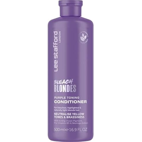 Lee Stafford Purple Toning Conditioner | Bleach Blonde Collection - Neutralize Brass & Yellow Tones, Great for Colored, Silver, & Grey Hair, 16.9 FlOz Cover