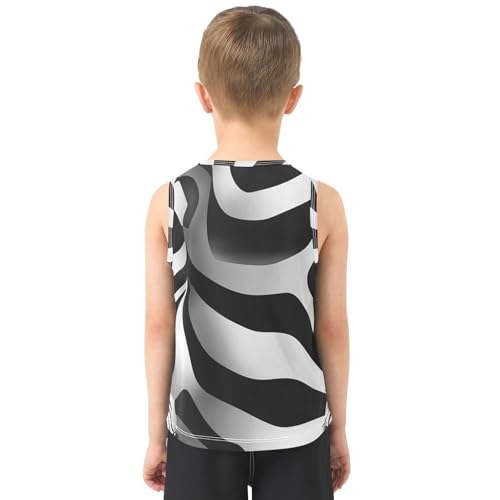 Boys Tank Top Shirts 3D Zebra Skin Print Black White Sleeveless T-Shirts Crew Neck for Kids Clothing Children3