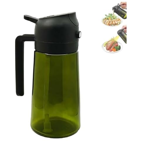 FMNGOP Kitchen 2 in 1 Oil Dispenserm,Kitchen 2-in-1 Oil Sprayer & Dispenser, Light Blocking Glass Bottle for Cooking, Baking, Salad Dressing (Black) Cover
