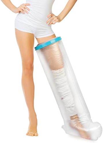 Leg Cast Cover for Shower, Waterproof Seal Tight Adult Leg Cast and Bandage Protector for Shower, Hot-tub and Bath, Watertight Protection Covers Injured Leg Broken Knee Calf Foot Wound