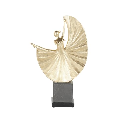 Escultura decorativa bailarina de polystone dorada 11x4x17 in miniatura 7