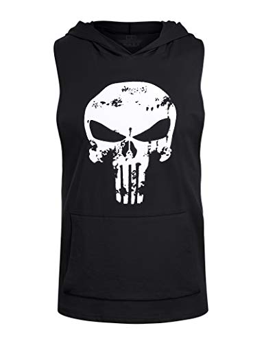 Men's Workout Hooded Tank Tops Bodybuilding Muscle Shirt Sleeveless Gym Training Hoodies2