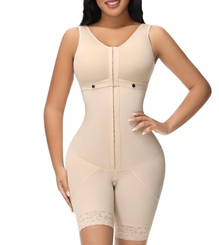 Image of M MYODRESS Fajas Colombianas Full Body Shaper Tummy Control with bra | 69% Nylon 31% Spandex, 3 Adjustable hooks and strap, semi-detachable chest design for postpartum, breastfeeding, all day wear