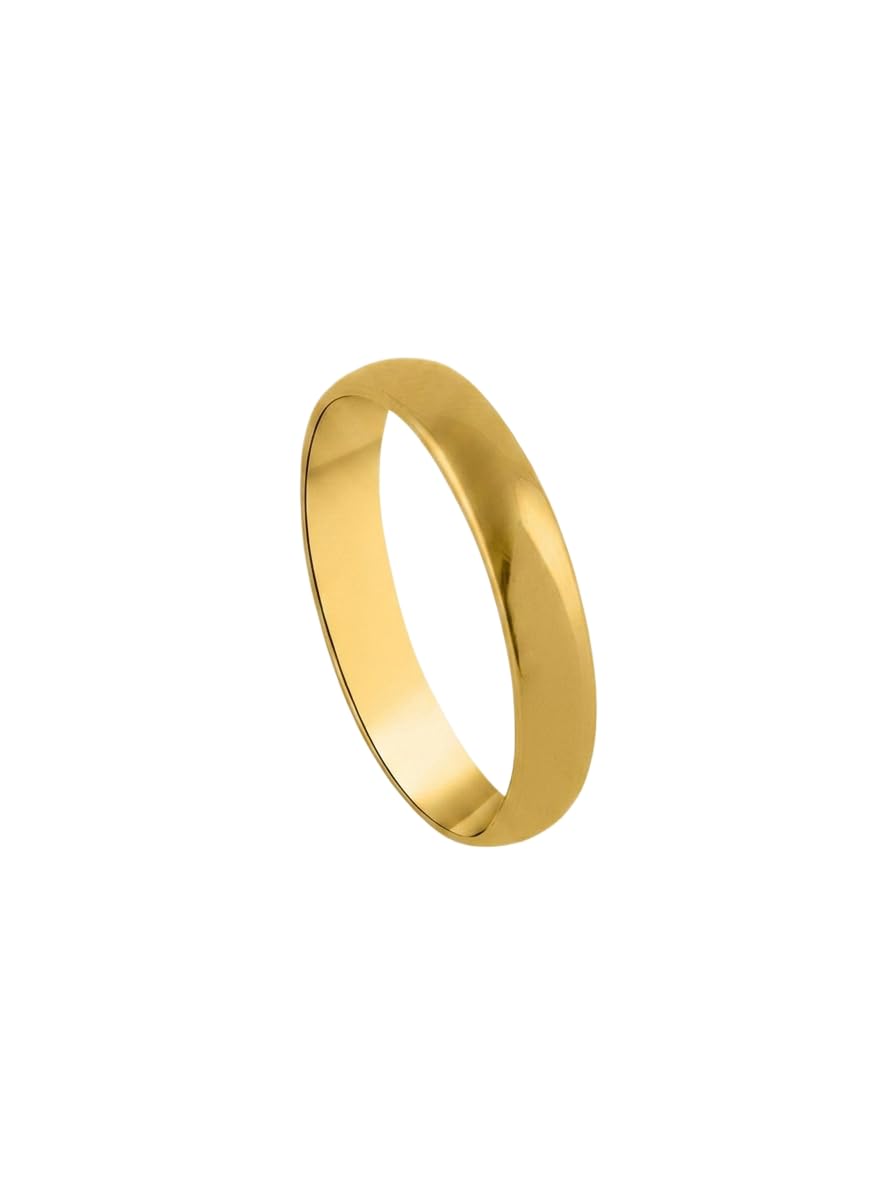 18K Gold Plated Polished Dome Band Ring Size 6 | Classic Minimal Gold Ring-image-34