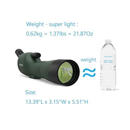 Emarth 20-60x60 Angled Spotting Scope for Target Shooting, Spotting Scope w/Tripod 14' Tabletop/Carry Bag, 1.37lb Light Spotter Scope, Waterproof Spotting Scopes for Hunting/Birding/Wildlife View
