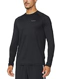 BALEAF Herren Laufshirt Langarm Atmungsaktive Funktionsshirt Schnelltrockende Sportshirt Wandershirt Schwarz XL