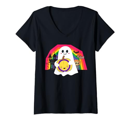 Intersex LGBT Halloween Kostüme Geist Homosexuell Bisexuell Trans T-Shirt mit V-Ausschnitt