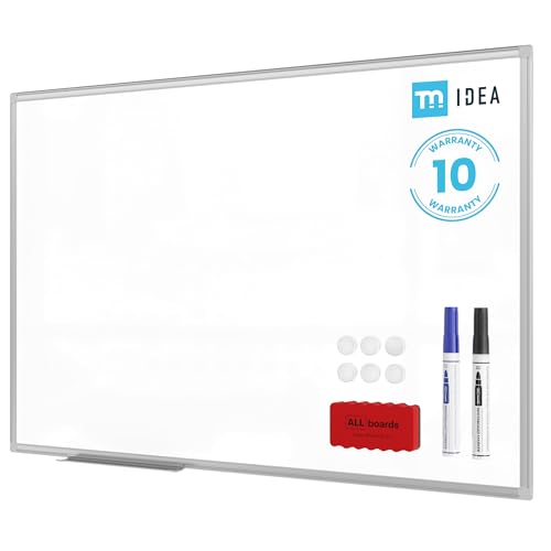 ALLboards Tableau blanc magnétique 150x100 cm avec cadre en Whiteboard aluminium + accessoires – Série TM IDEA® Flex