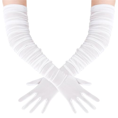 Chevnzev Guantes De Red Delicados Encaje Accesorio Noche 70-100cm Longitud Malla Para Disfraz Baile Novia Halloween Accesorio Elegante