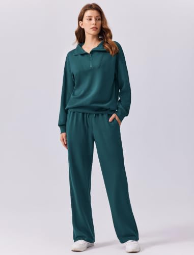 Image of PINSPARK 2 Piece Sets for Women 1 /4 Zip Lounge Matching Set Fall Outfits