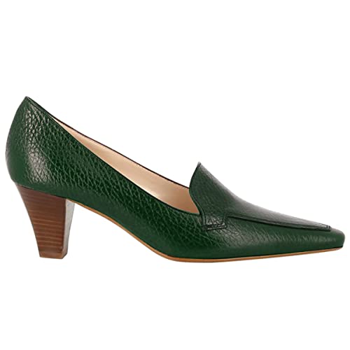 Image of LEHOOR Women Vintage Chunky Block Heel Pumps Shoes Square Pointed Toe Slip On Formal Office Work Business Loafers Shoes Suede Snakeskin Cone Heel Oxford Shoe Ladies Professional Chic Fall 4-11 M US