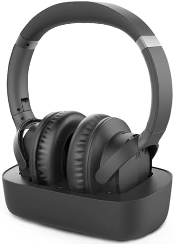 Avantree Ensemble - Wireless Headphones for TV Watching with Charging Dock, Easy Setup & Comfortable Fit for Seniors, 35hrs Playtime Bluetooth Headset, Compatible with All TVs, No Lip-Sync Delay