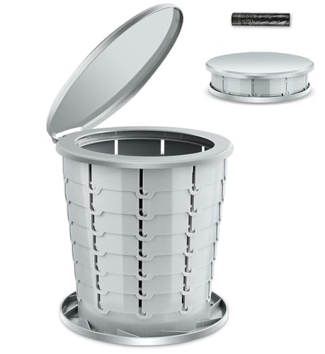 UTEBIT Campingtoilette, Tragbare Toilette Unterstützt über 150kg Trockentrenntoilette, Klapptoilette mit 20 Reinigungstaschen, Tragbare Toilette für Auto, Reisen, Angeln, Stau (Grau)