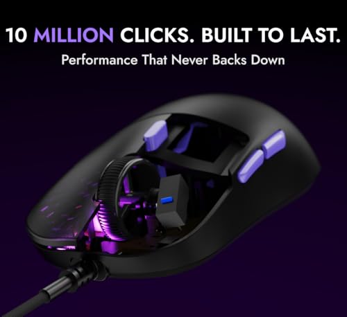 Image of Kreo Harpy Gaming Mouse Wired, 55g Ultra-Lightweight Mouse, Customizable RGB Mouse for Laptop Gaming, Mouse for Pc, 1000Hz Polling Rate, 12800 DPI