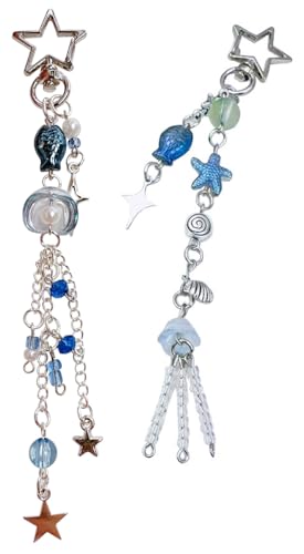 Sndperiexam 2 PCs Cute Jellyfish Keychain, Aesthetic Y2K Keychains, Stylish Kawaii Accessories for Women‘s Backpack Purse Bag Camera Car