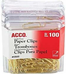 Acco Gold Tone Paper Clips - Regular - No. 2-10 Sheet Capacity - for Office, Hom