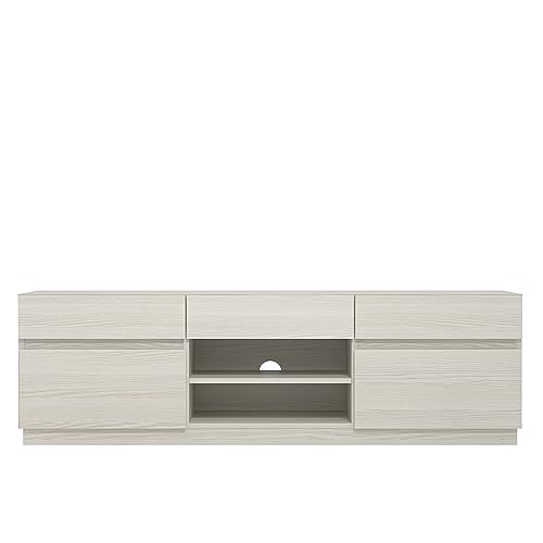 Galano Anderson TV Unit, Entertainment Centre for up to 60" TV, TV Unit with 2 Doors, TV Stand Cabinet for Living Room, Large Storage (New White)