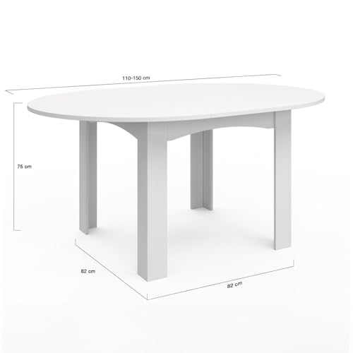 Table à manger ronde extensible 4-8 pers blanc DONA IDMarket